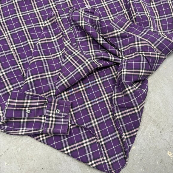 Burberry London Dress Shirt Purple Made in UK Check Logo Cotton 42 16 1/2 Large - Picture 8 of 10